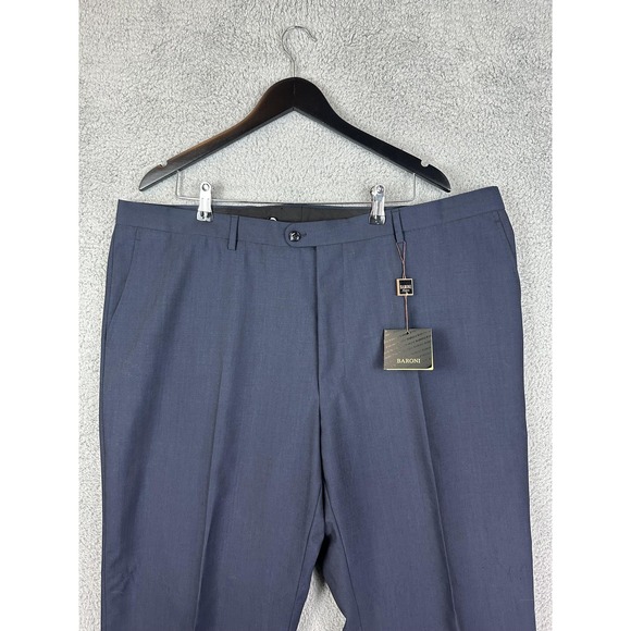 Baroni Couture Dress Pants Mens 42L Dark Blue Super 150s Wool Flat Front Suit